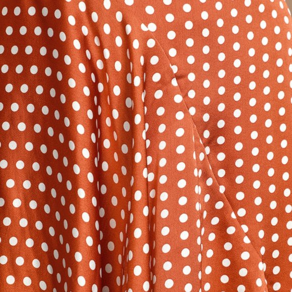 Rust Brown Polka Dot Backless Handkerchief Dress - Picture 3 of 6